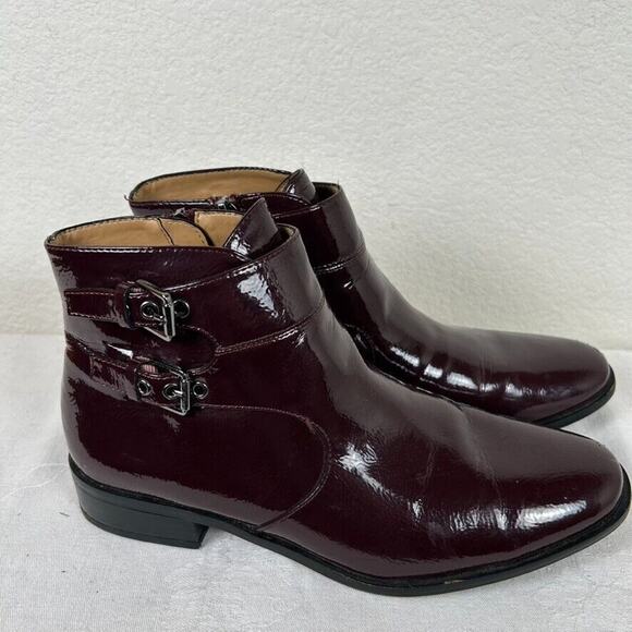 Franco Sarto Womens 9 M faux Patent leather ankle boots Y2K Preppy - Picture 4 of 9